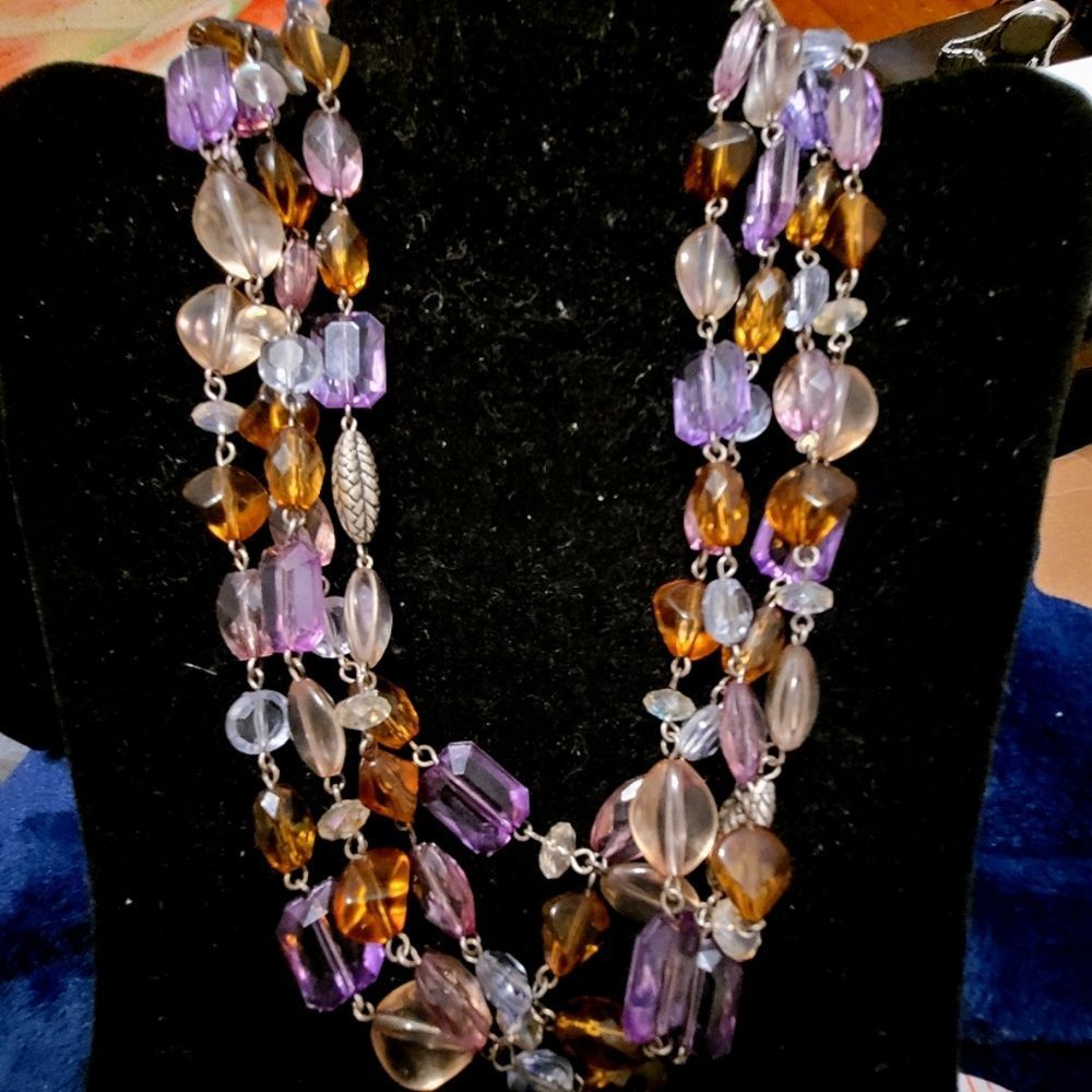 Multi-Strand Metal & Acrylic Necklace - VTG